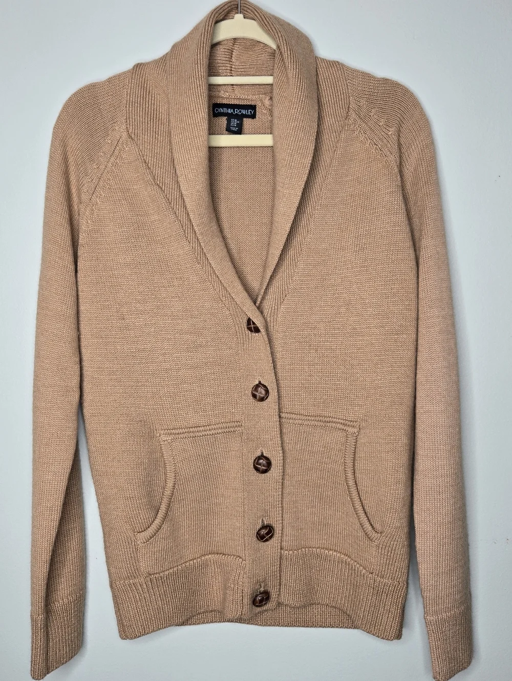 Cynthia Rowley Beige Tan Cardigan M - Picture 2 of 6
